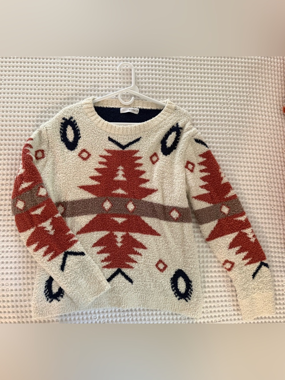 Aztec Crewneck Sweater in Cream & Rust by Shop Wannab